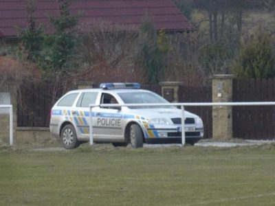 Na zápas dohlížela i policejní hlídka.